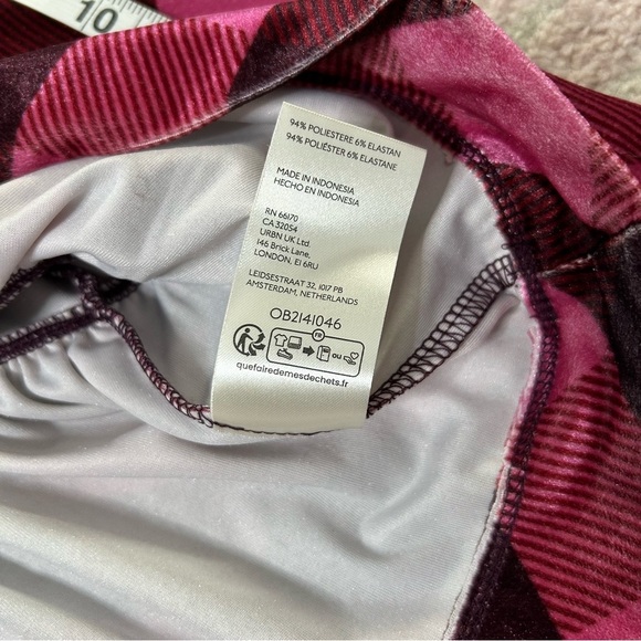 NWT Maeve Velvet Pink Maroon Plaid Puff Sleeve Top Low Cut Size Small - Picture 7 of 12